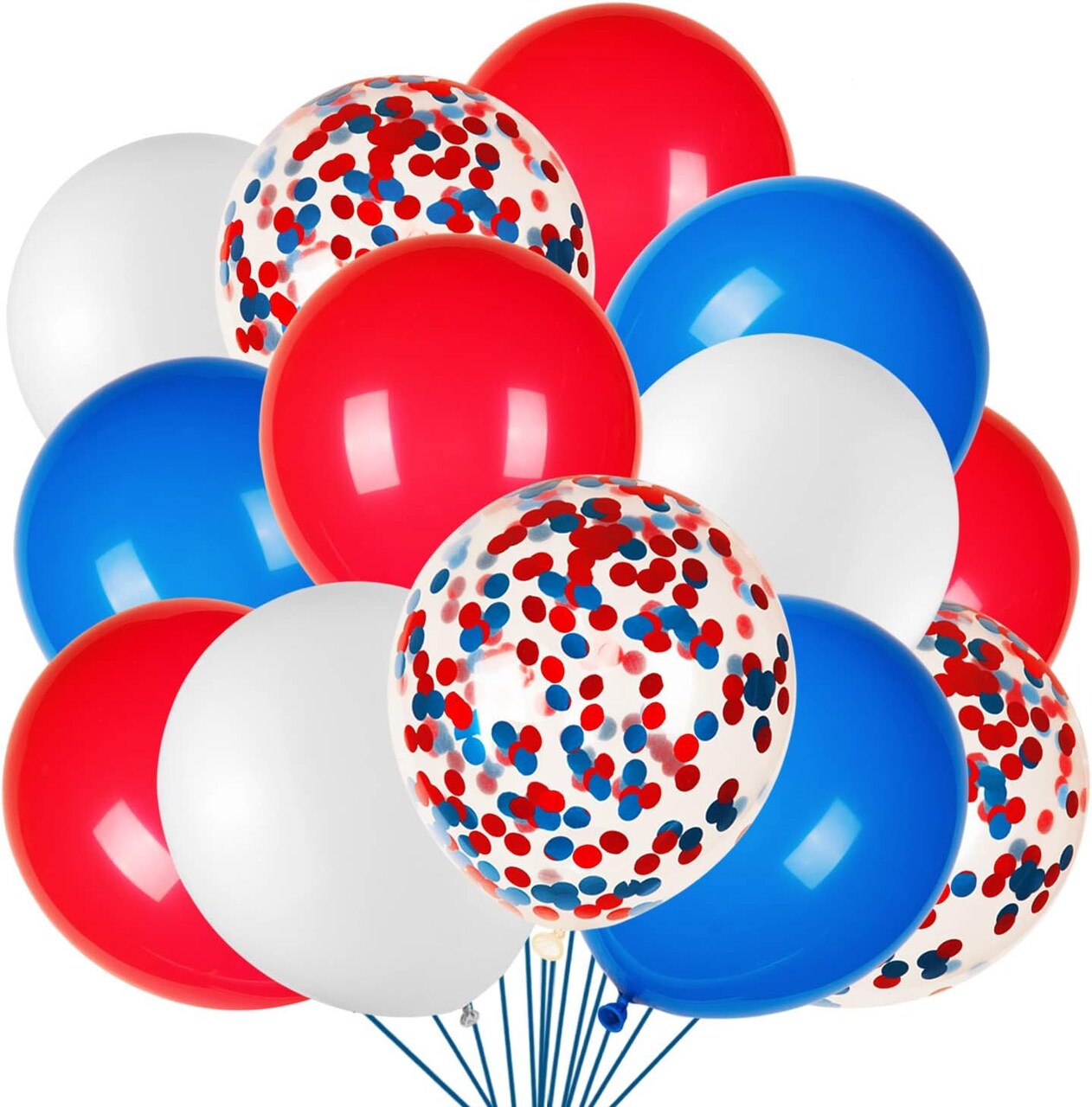 80Pcs Red White and Blue Latex Balloons with Confetti Balloons for 4th of July Decorations Independence Day Patriotic Anniversary